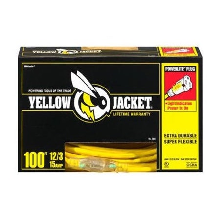 Southwire Extension Cord, 12 AWG, Yellow, 100 ft 2885AC